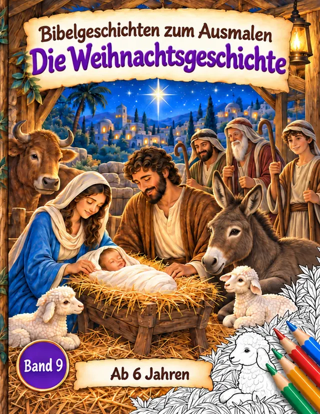 Bibelgeschichten zum Ausmalen: Band 9 - Die Weihnachtsgeschichte - Jesus ist geboren